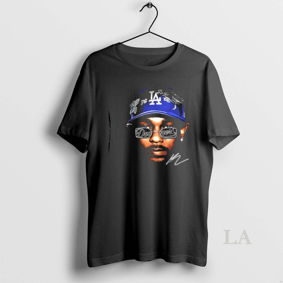 Original Kendrick Lamar X Los Angeles Dodgers Big Head Signature Shirt Hoodie Sweatshirt | PurePodTees.com