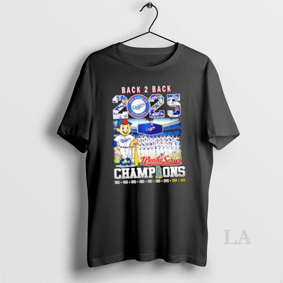 Original La Dodgers Back 2 Back 2025 World Series Champions 9 Time Mascot Shirt Hoodie Sweatshirt | PurePodTees.com