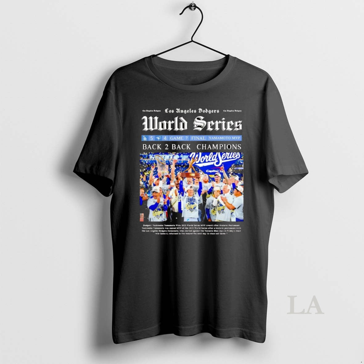 Original La Dodgers Newspaper 2025 World Series Back To Back Champions Shirt Hoodie Sweatshirt | PurePodTees.com