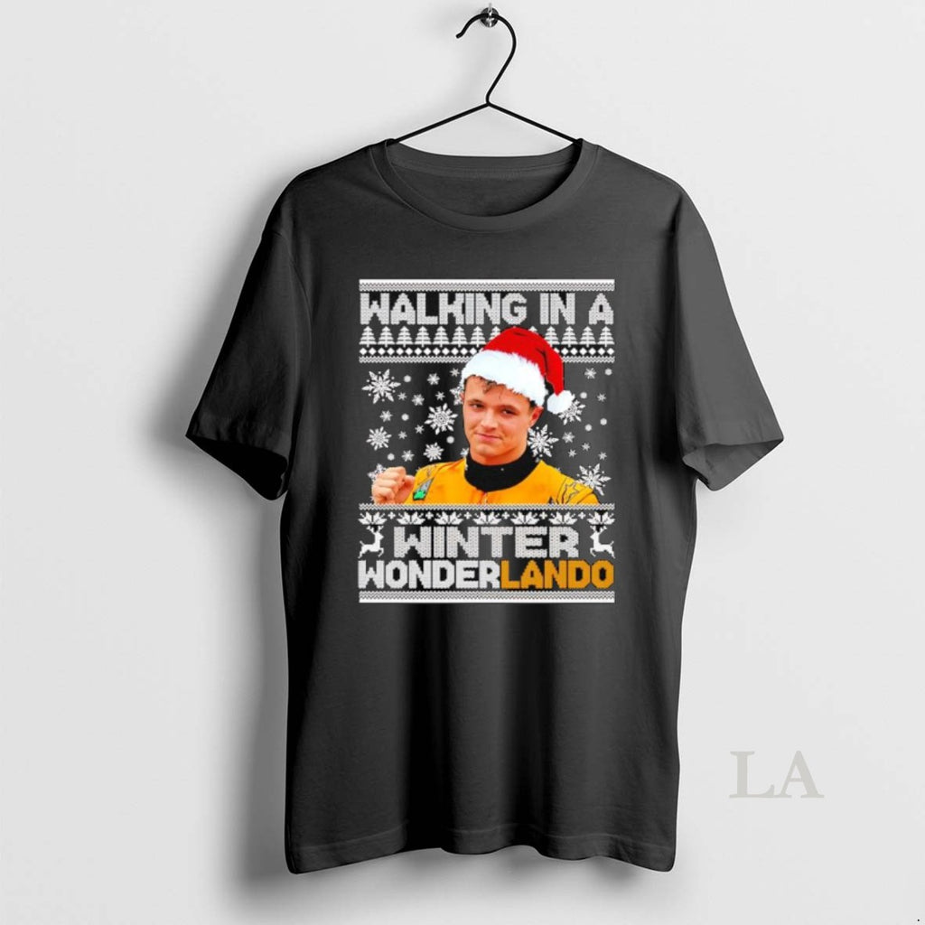Original Lando Norris Christmas Walking In A Winter Wonderlando Graphic Shirt Hoodie Sweatshirt | PurePodTees.com