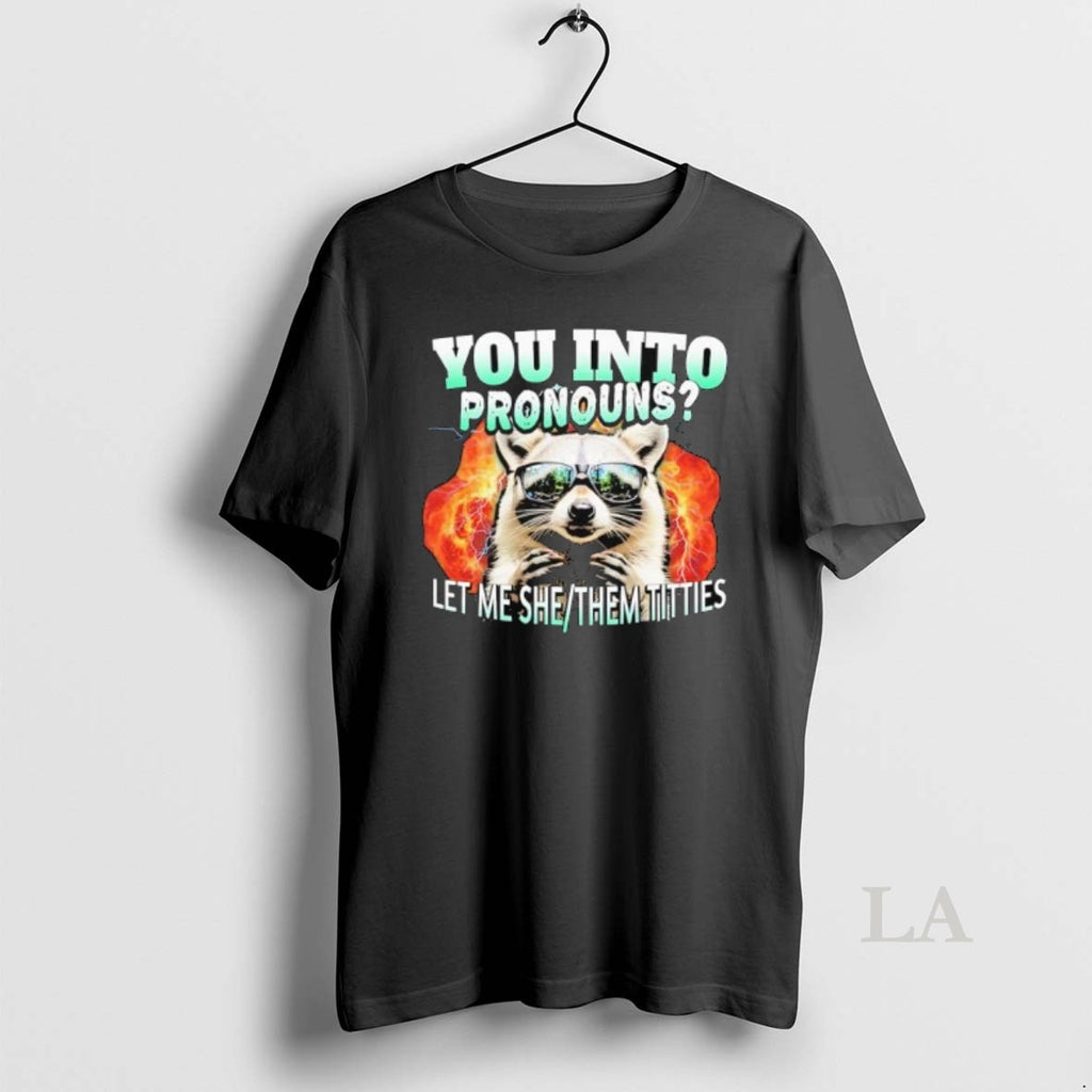 Original Let Me She Them Titties Raccoon Pronouns Intro Graphic Shirt Hoodie Sweatshirt | PurePodTees.com