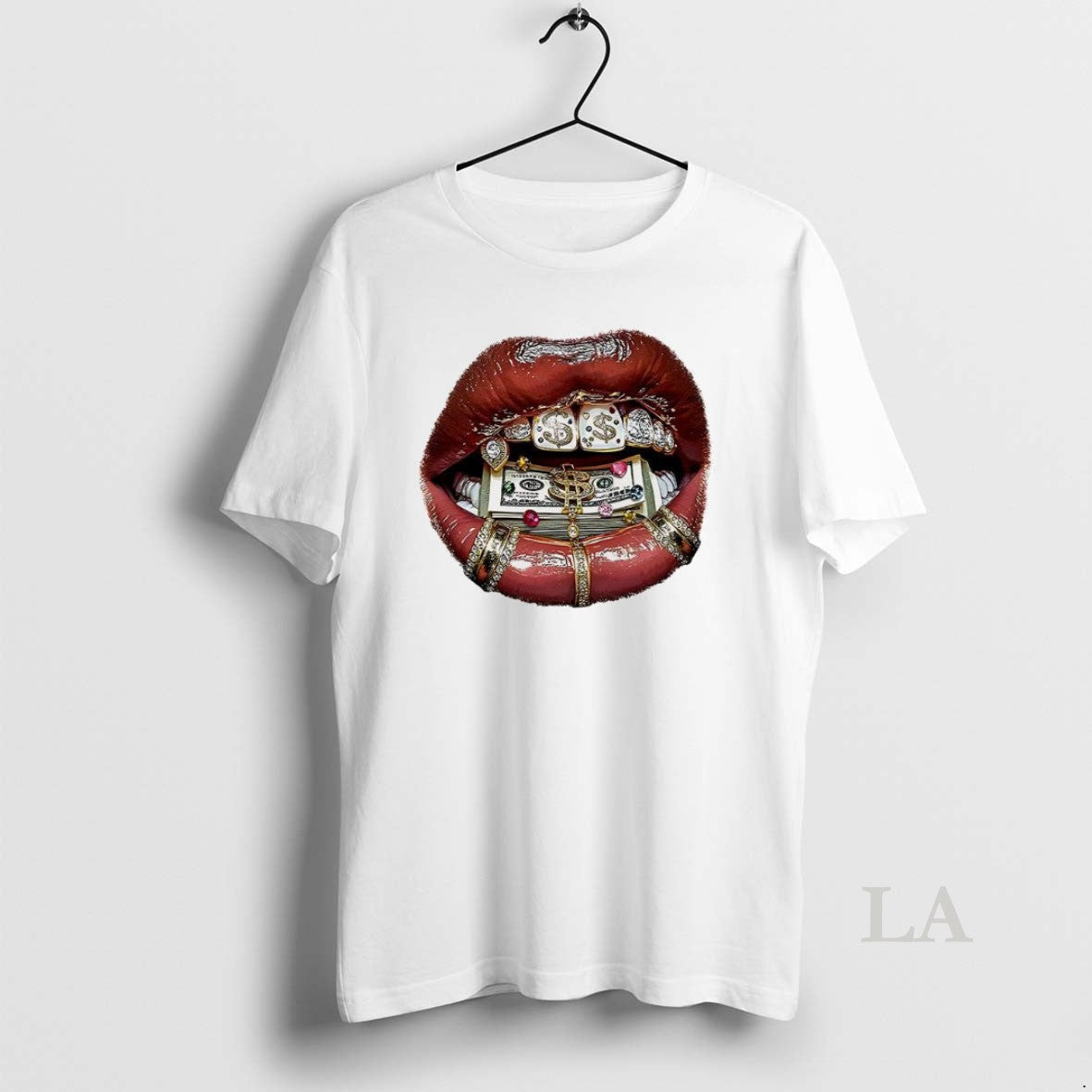 Original Lip Print In Gold Diamonds And Money Shirt Hoodie Sweatshirt | PurePodTees.com