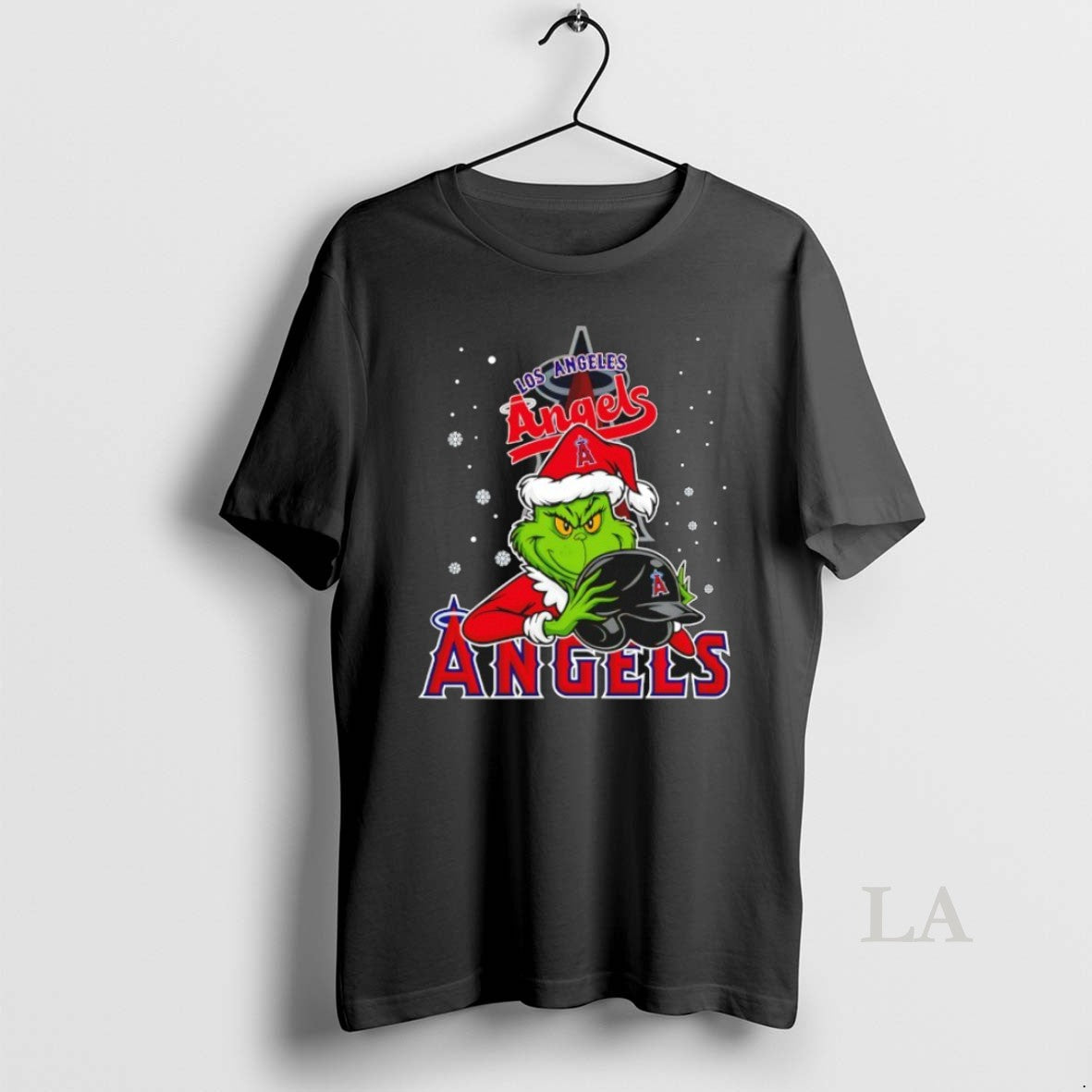 Original Los Angeles Angels Baseball Grinch Holding Helmet Christmas Shirt Hoodie Sweatshirt | PurePodTees.com