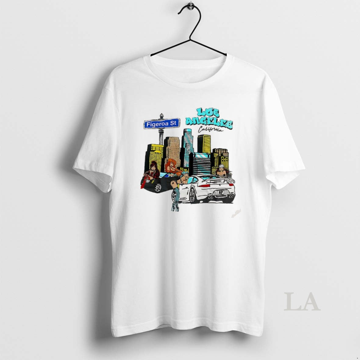 Original Los Angeles California Figueroa Street City Skyline Cartoon Shirt Hoodie Sweatshirt | PurePodTees.com