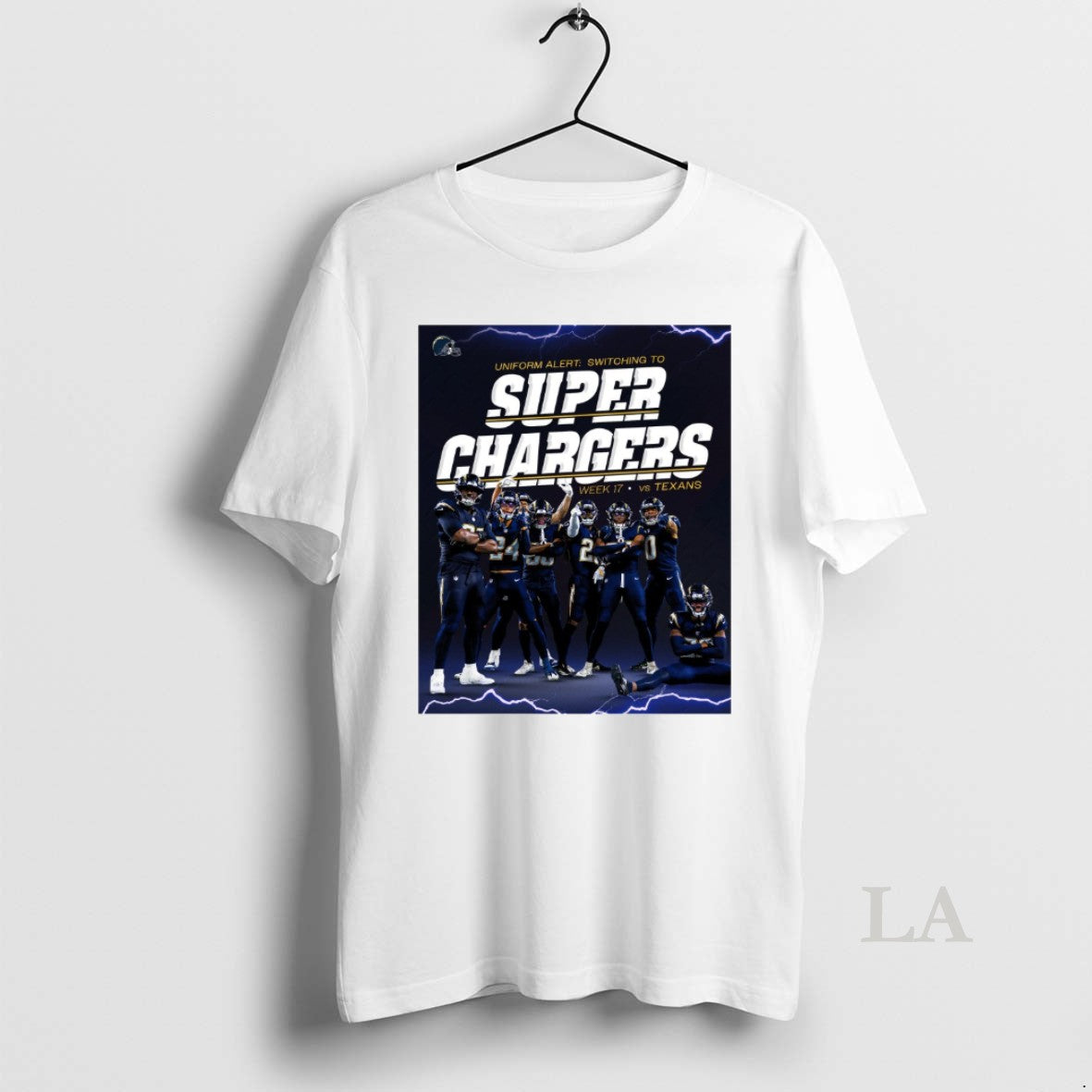 Original Los Angeles Chargers Vs Houston Texans Uniform Alert Switching To Super Chargers Week 17 Shirt Hoodie Sweatshirt