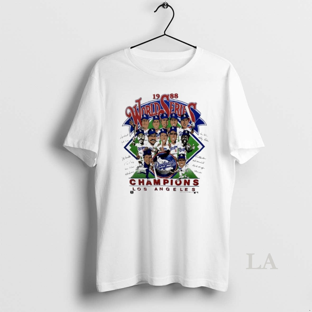 Original Los Angeles Dodgers 1988 World Series Champions Signatures Caricature Shirt Hoodie Sweatshirt | PurePodTees.com
