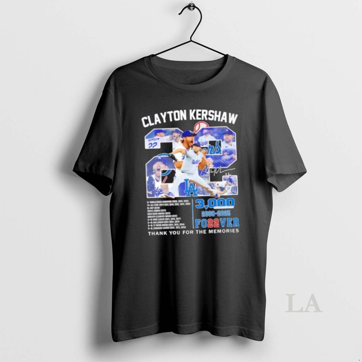 Original Los Angeles Dodgers 2008 2025 Clayton Kershaw 3000 Forever Thank You For The Memories Shirt Hoodie Sweatshirt