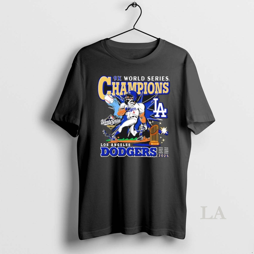 Original Los Angeles Dodgers 9x World Series Champions 2025 Player Cartoon Shirt Hoodie Sweatshirt | PurePodTees.com