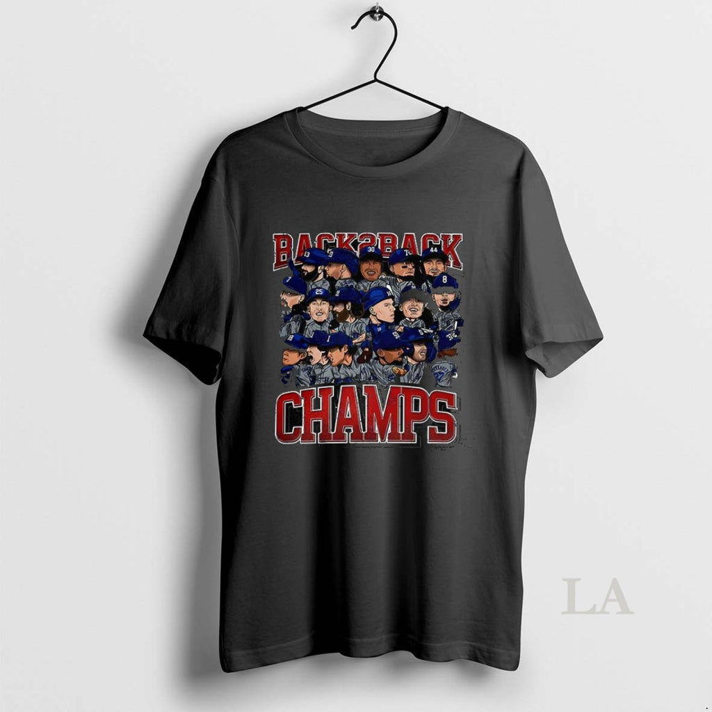 Original Los Angeles Dodgers Back To Back World Champs Caricatures Shirt Hoodie Sweatshirt | PurePodTees.com