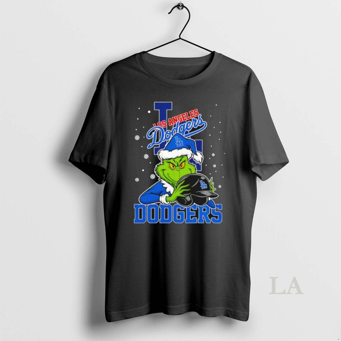 Original Los Angeles Dodgers Baseball Grinch Holding Helmet Christmas Shirt Hoodie Sweatshirt | PurePodTees.com