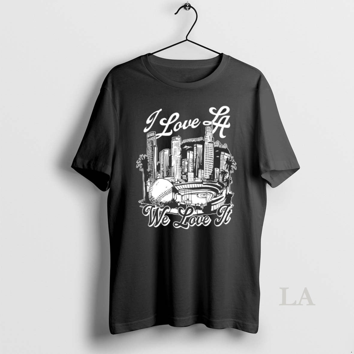 Original Los Angeles Dodgers I Love La Baseball Cityscape Hollywood Los Angeles Shirt Hoodie Sweatshirt | PurePodTees.com