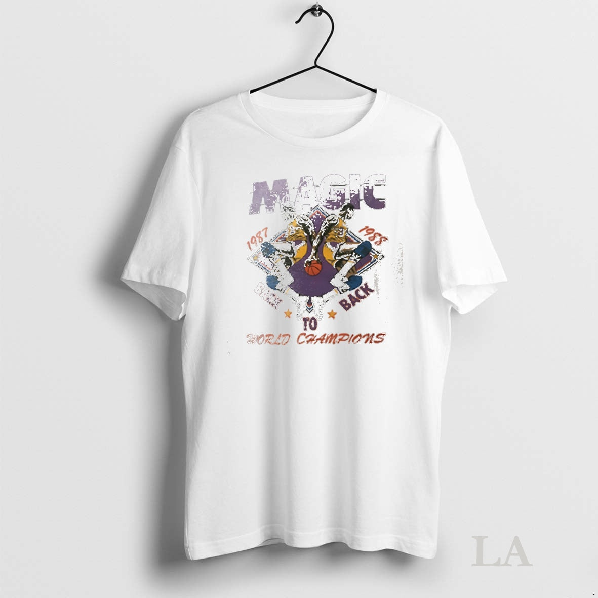 Original Los Angeles Lakers Magic Back To Back World Champions 1987 1988 Shirt Hoodie Sweatshirt | PurePodTees.com