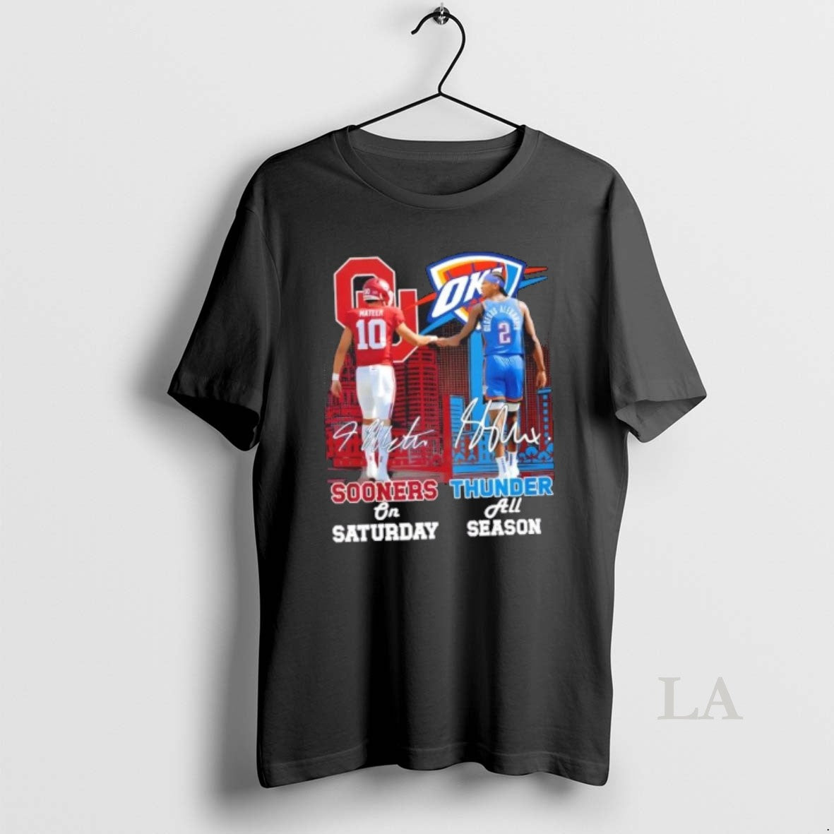 Original Mateer Oklahoma Sooners On Saturday X Shai Gilgeous Alexander Okc Thunder All Season Skyline Shirt Hoodie Sweatshirt