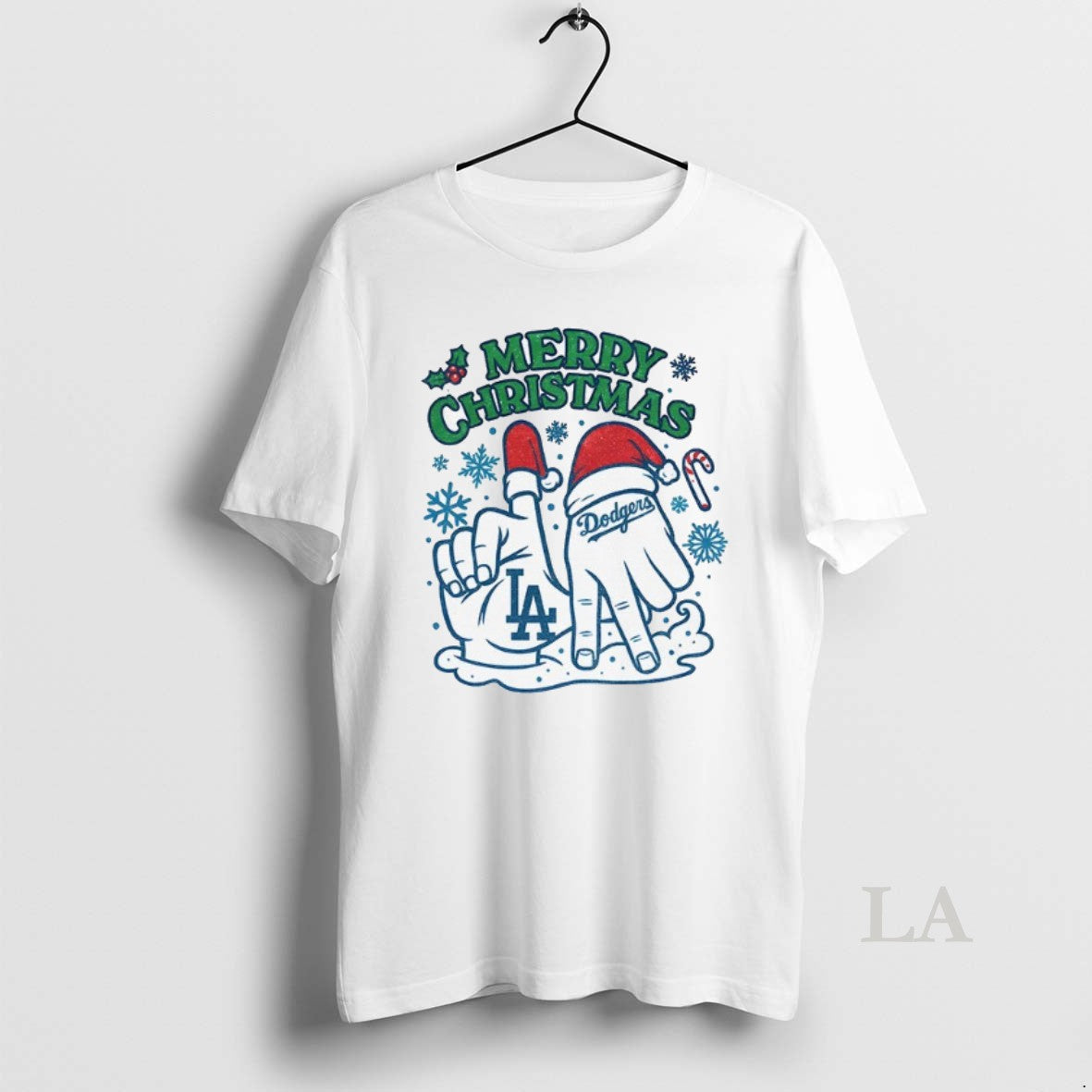 Original Merry Christmas Los Angeles Dodgers Hands Mlb Baseball World Series 2025 Shirt Hoodie Sweatshirt | PurePodTees.com