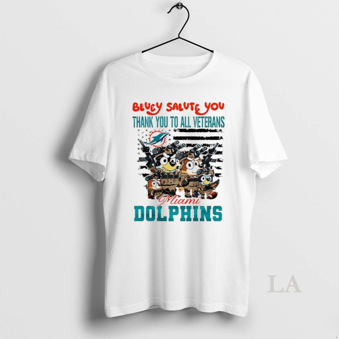 Original Miami Dolphins Bluey Salute You Thank You To All Veterans Shirt Hoodie Sweatshirt | PurePodTees.com