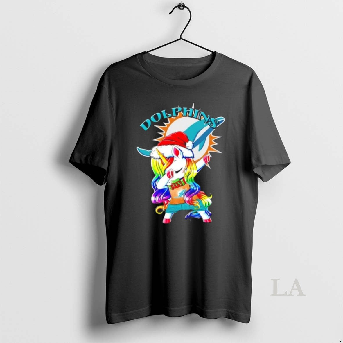 Original Miami Dolphins X Unicorn Santa Hat Dabbing Merry Christmas Shirt Hoodie Sweatshirt | PurePodTees.com