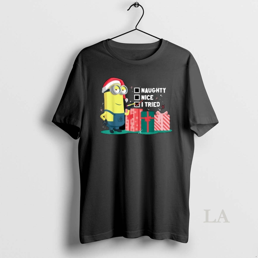 Original Minion Naughty Nice I Tried Christmas Shirt Hoodie Sweatshirt | PurePodTees.com