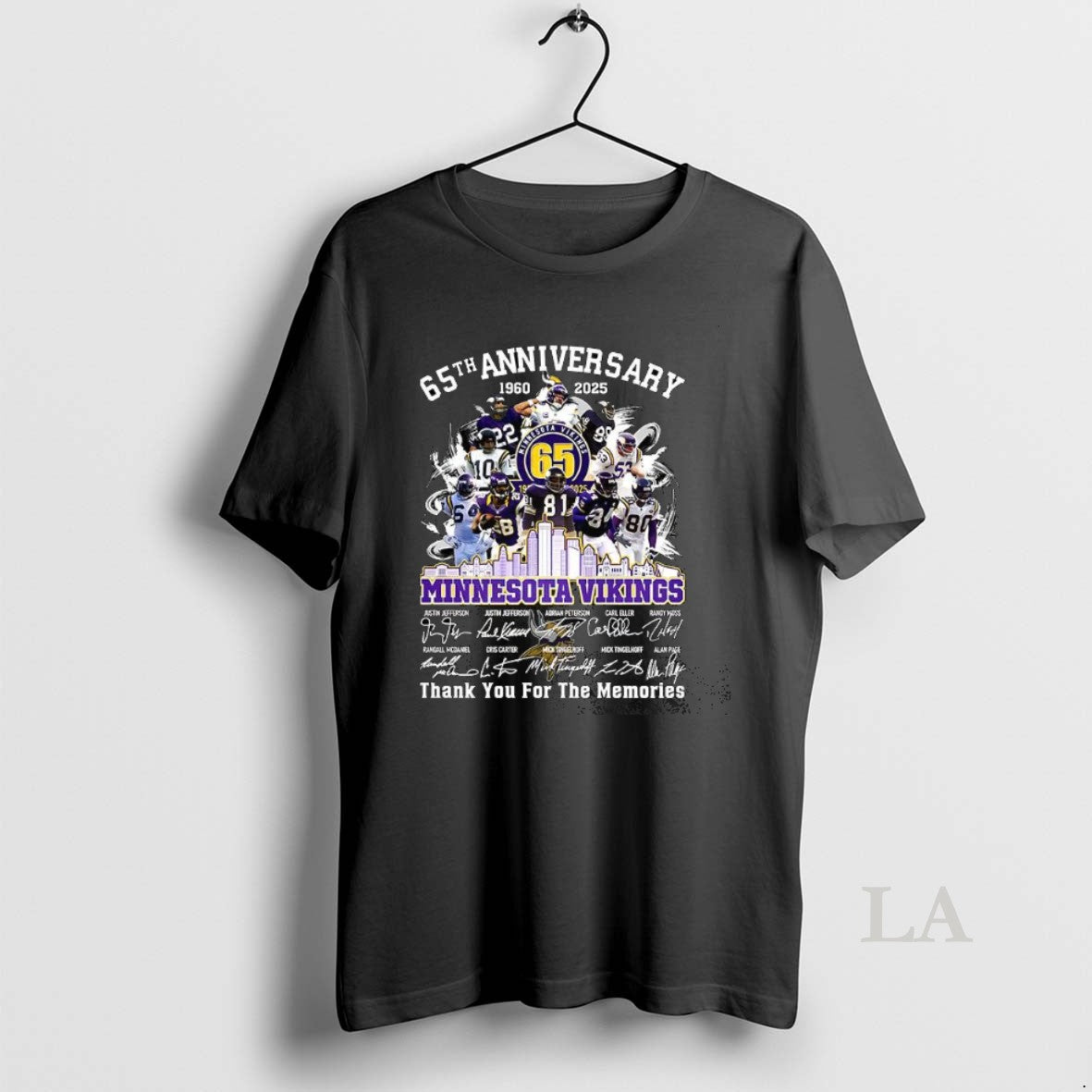 Original Minnesota Vikings 65th Anniversary Thank You For Memories Player Signature Shirt Hoodie Sweatshirt | PurePodTees.com
