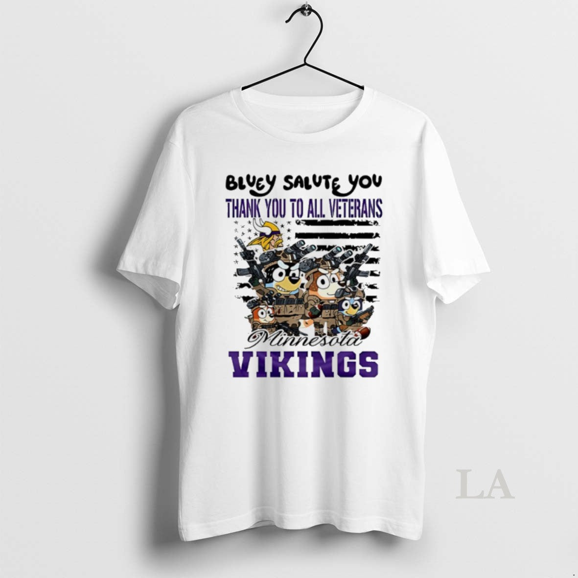 Original Minnesota Vikings Bluey Salute You Thank You To All Veterans Shirt Hoodie Sweatshirt | PurePodTees.com