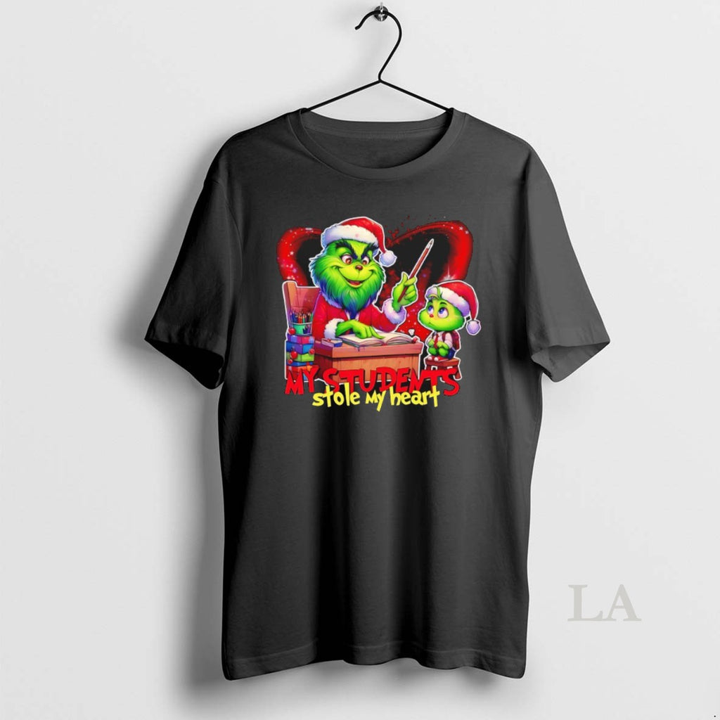 Original My Students Stole My Heart Grinch Christmas Teacher Shirt Hoodie Sweatshirt | PurePodTees.com