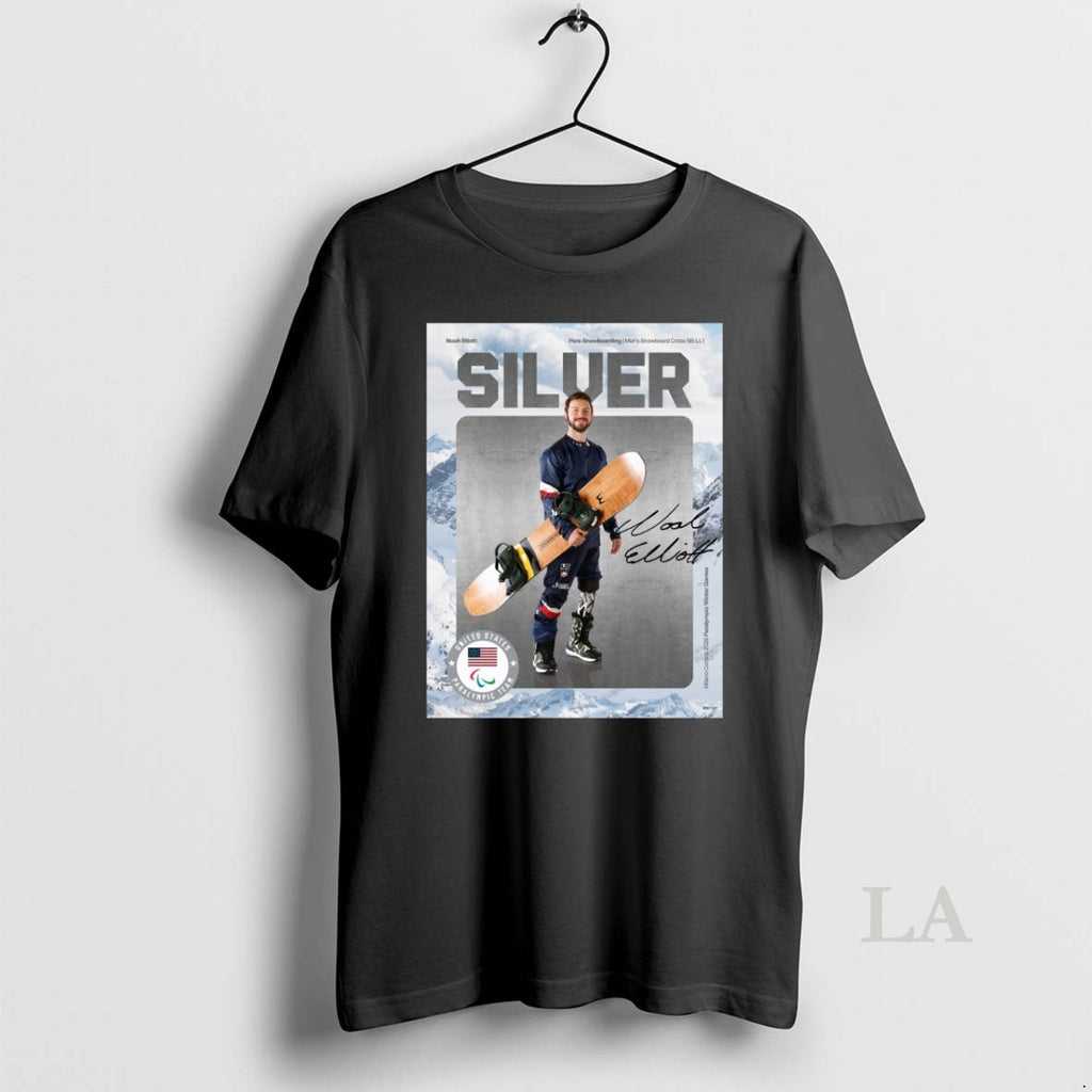 Original Noah Elliott Para Snowboarding Mens Snowboard Cross Sb Ll1 Silver Medal Signature