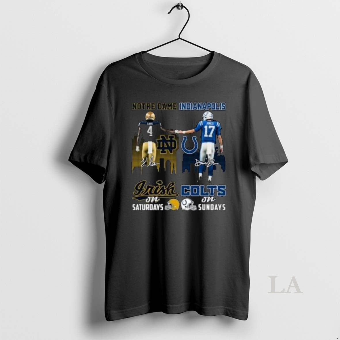 Original Notre Dame Fighting Irish Loves On Saturdays And Indianapolis Colts Jones On Sundays Signatures Shirt Hoodie...