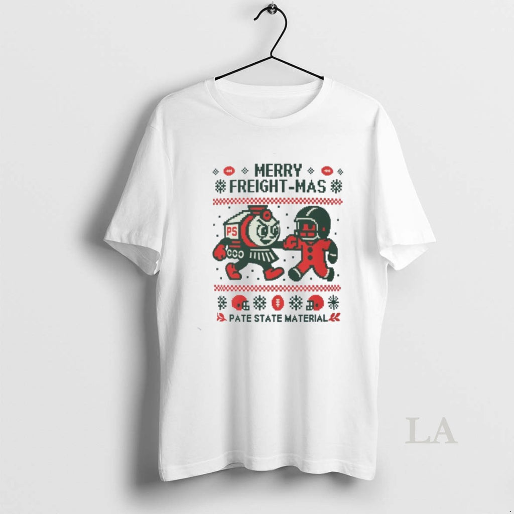 Original Pate State Material Merry Freight Mas Ugly Christmas Train Shirt Hoodie Sweatshirt | PurePodTees.com