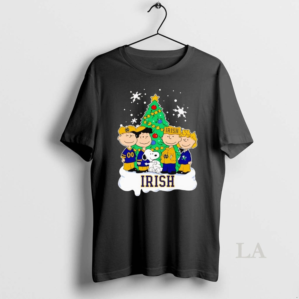Original Peanuts Characters Notre Dame Fighting Irish Christmas Tree Shirt Hoodie Sweatshirt | PurePodTees.com
