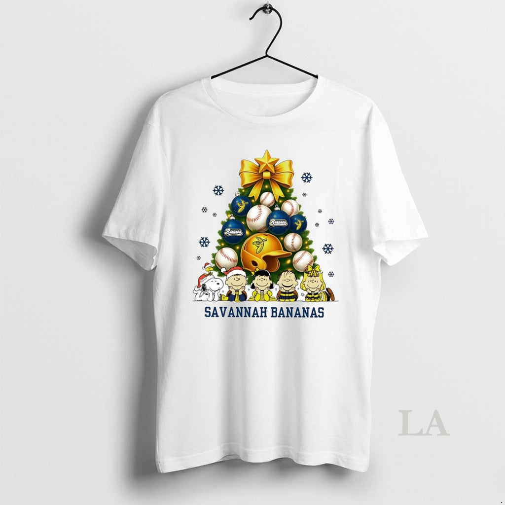 Original Peanuts Characters Savannah Bananas Christmas Tree Shirt Hoodie Sweatshirt | PurePodTees.com