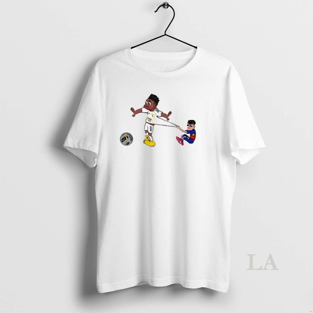 Original Pedri Pulling Vini Jr 7 Football Cartoon Meme Shirt Hoodie Sweatshirt | PurePodTees.com