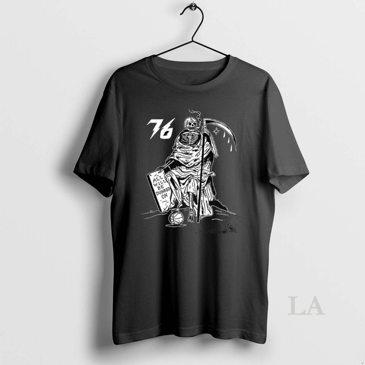 Original Philadelphia 76ers Basketball Grim Reaper All Will Be Dunked On Shirt Hoodie Sweatshirt | PurePodTees.com