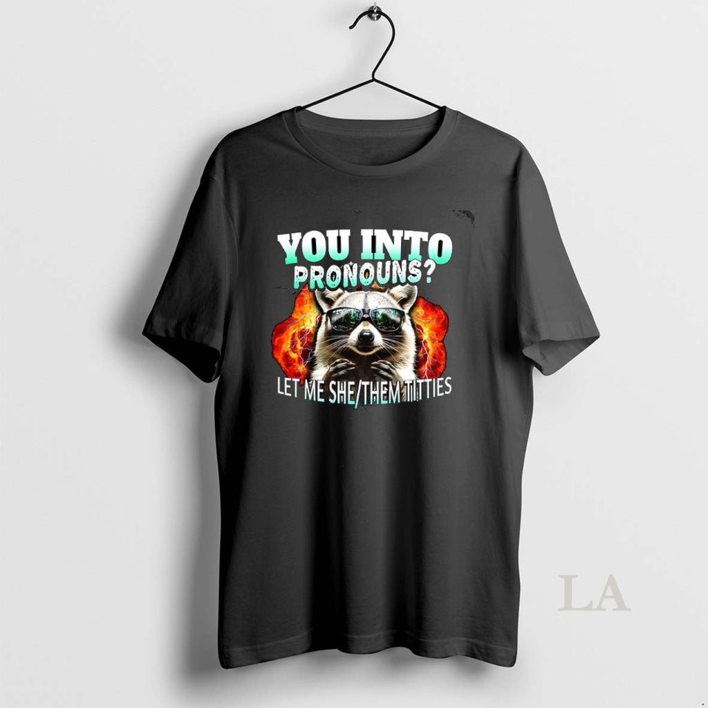 Original Raccoon Galsses You Into Pronouns Let Me She Them Titties Shirt Hoodie Sweatshirt | PurePodTees.com