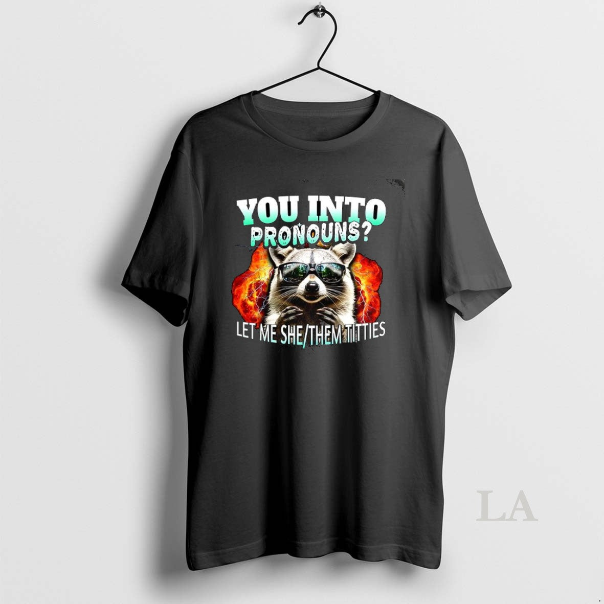 Original Raccoon Galsses You Into Pronouns Let Me She Them Titties Shirt Hoodie Sweatshirt | PurePodTees.com