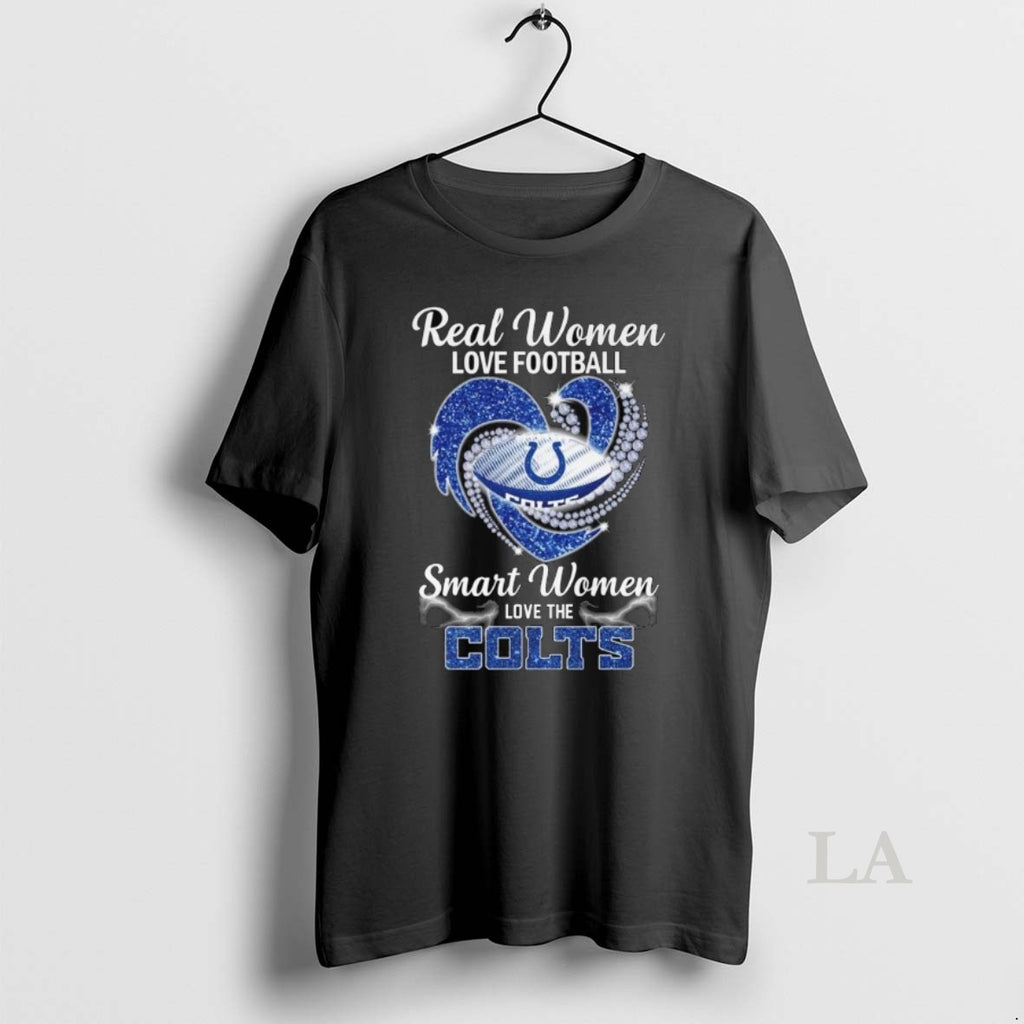 Original Real Women Love Football Smart Women Love The Indianapolis Colts Diamond Heart 2025 Long Shirt Hoodie Sweatshirt