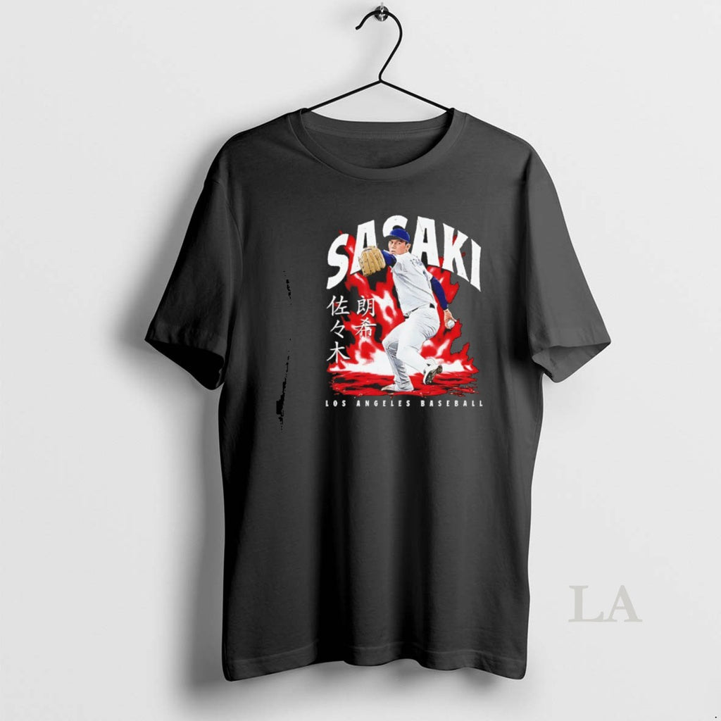 Original Roki Sasaki Los Angeles Dodgers Aura Signature Flame Vintage Shirt Hoodie Sweatshirt | PurePodTees.com