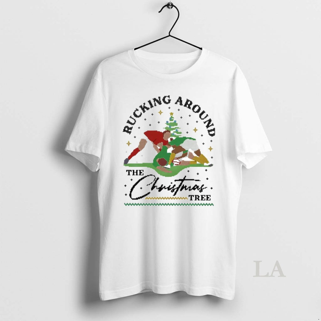 Original Rucking Around The Christmas Tree Rugby Ugly Christmas Shirt Hoodie Sweatshirt | PurePodTees.com