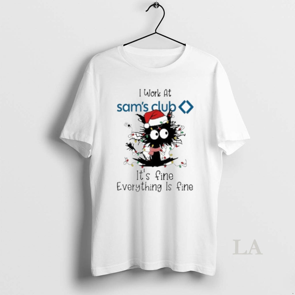 Original Santa Black Cat Light X Sams Club Logo Its Fine Everything Is Fine Shirt Hoodie Sweatshirt | PurePodTees.com