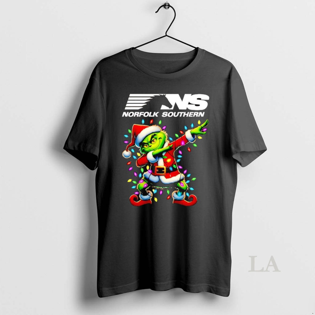 Original Santa Grinch Dabbing Norfolk Southern Railway Christmas Light Shirt Hoodie Sweatshirt | PurePodTees.com