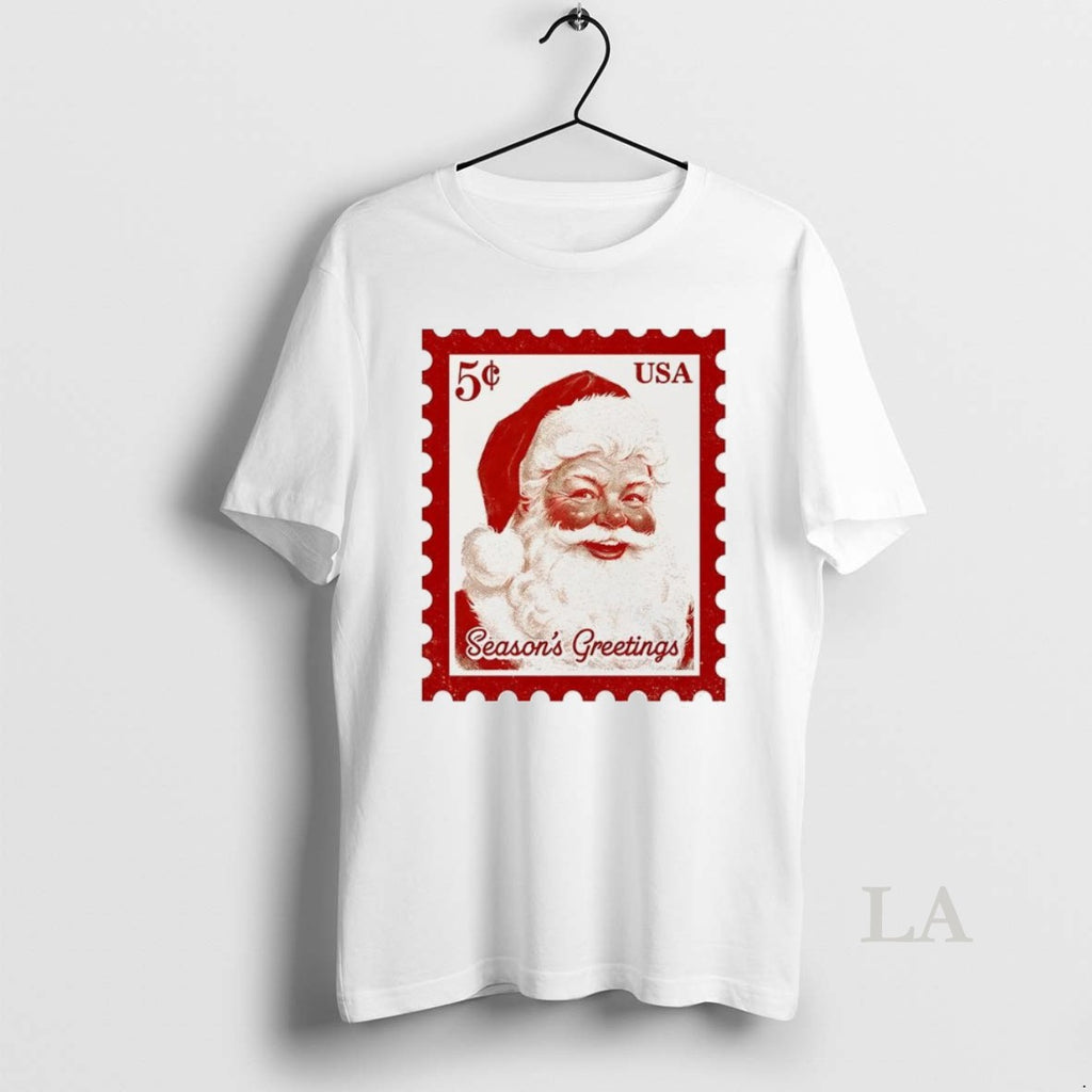 Original Santa Stamp Seasons Greetings Usa Chirstmas