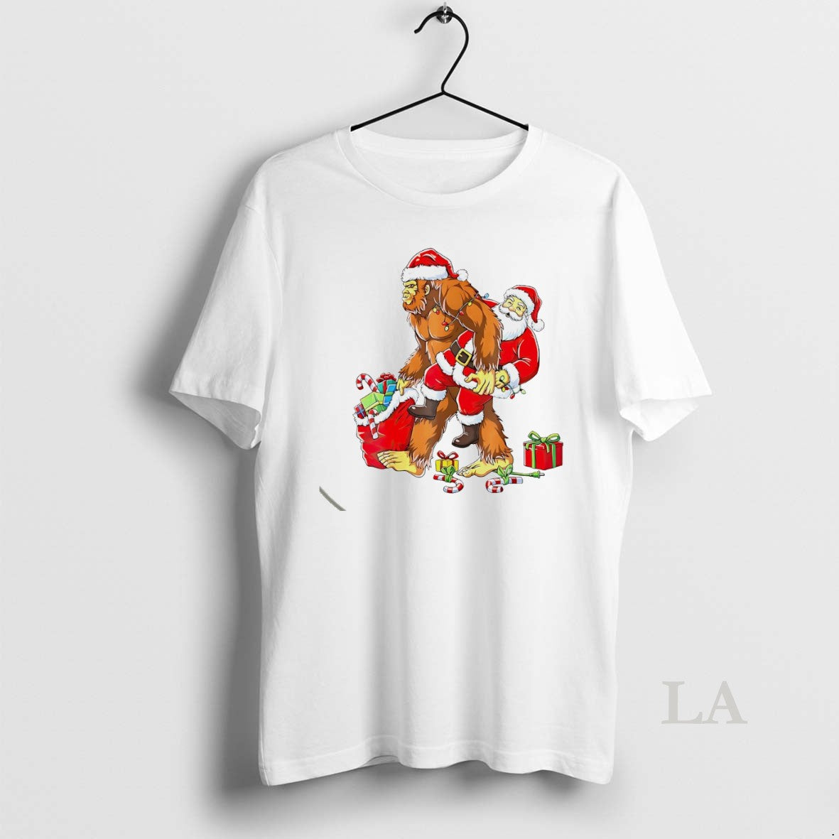 Original Santa And Bigfoot Christmas Delivery Team White Shirt Hoodie Sweatshirt | PurePodTees.com