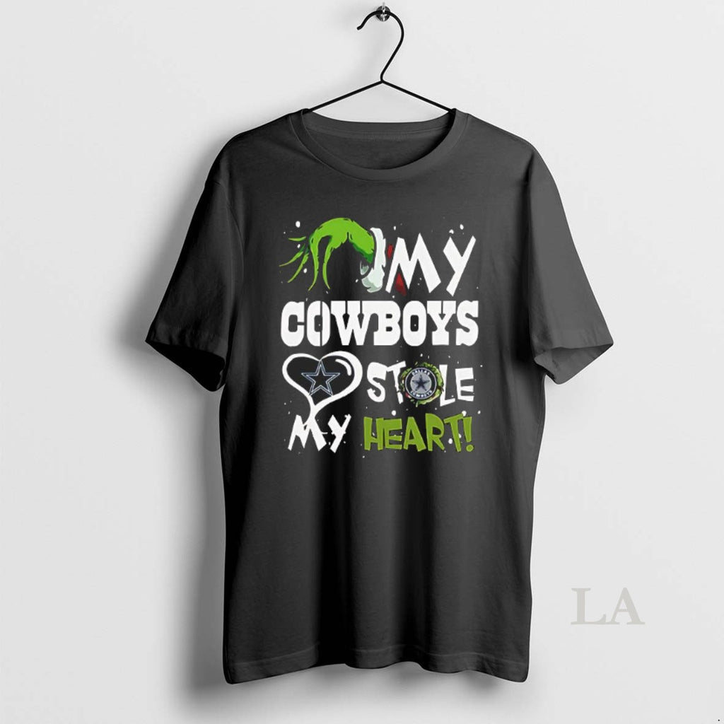 Original Santa Grinch X My Cowboys Football Stole My Heart Christmas