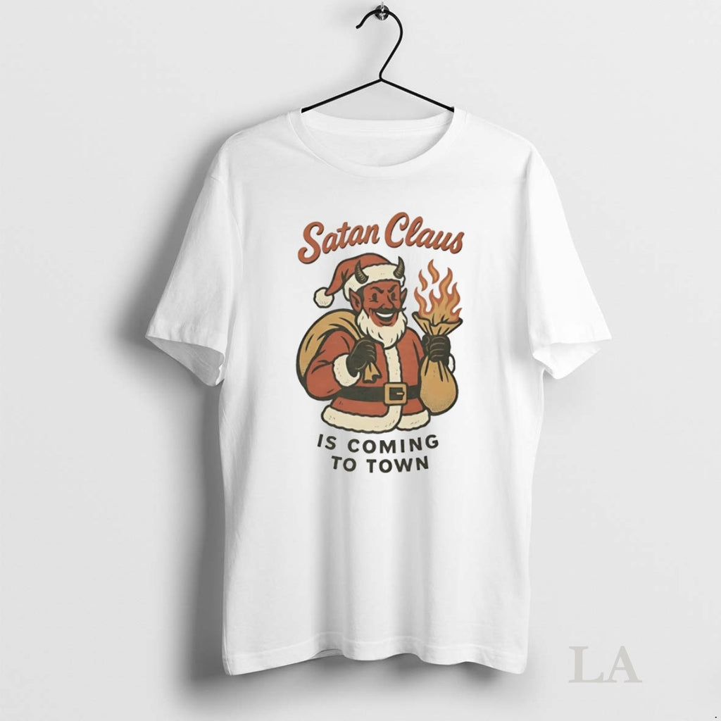 Original Satan Claus Is Coming To Town Christmas Shirt Hoodie Sweatshirt | PurePodTees.com