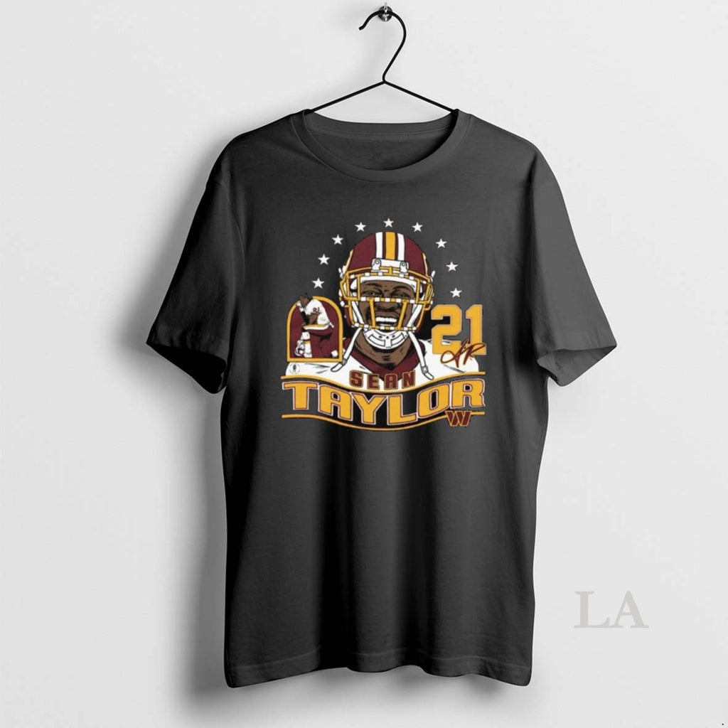 Original Sean Taylor Burgundy Washington Commanders Retired Player Classic Caricature Long Sleve