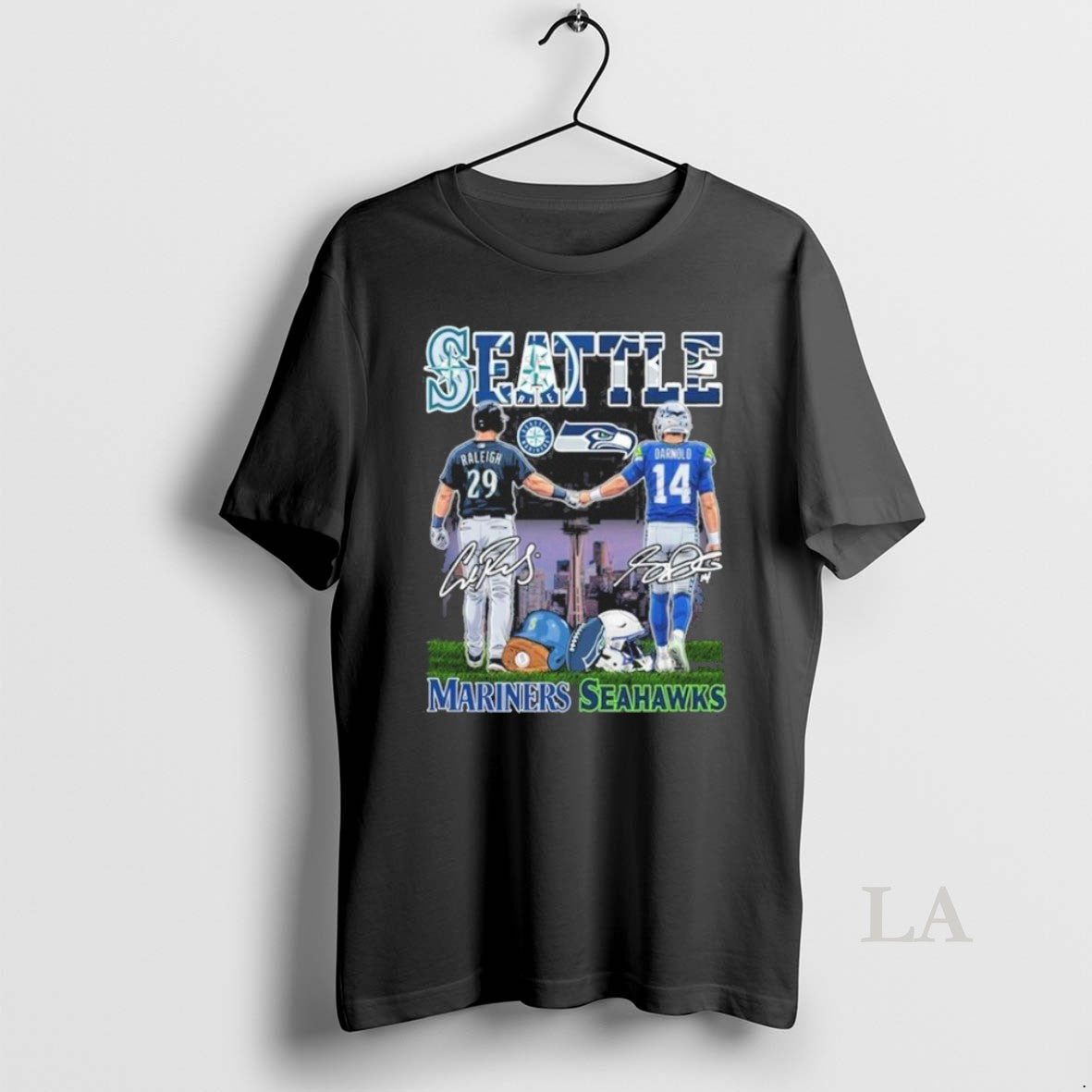 Original Seattle Mariners And Seahawks Raleigh Darnold Signatures Shirt Hoodie Sweatshirt | PurePodTees.com