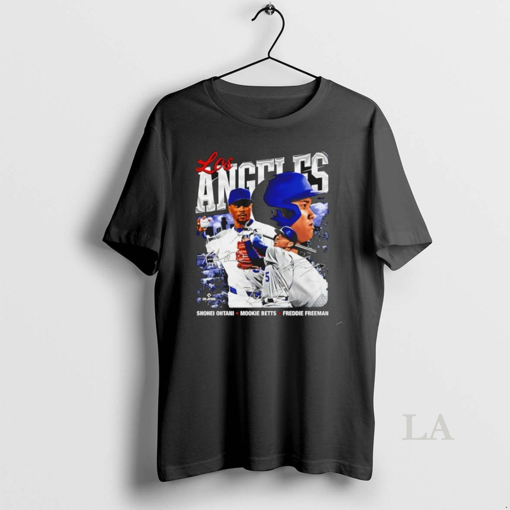 Original Shohei Ohtani Mookie Betts And Freddie Freeman Los Angeles Dodgers Trio Signature Shirt Hoodie Sweatshirt