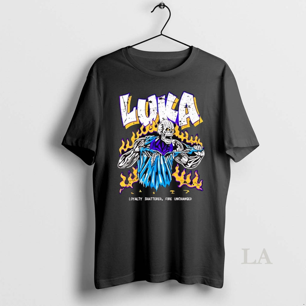 Original Skeleton Luka Doncic Loyalty Shattered Fire Unchanged Shirt Hoodie Sweatshirt | PurePodTees.com