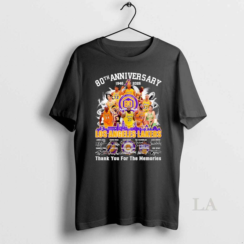 Original Skyline 80th Anniversary 1946 2026 Los Angeles Lakers Thank You For The Memories Shirt Hoodie Sweatshirt