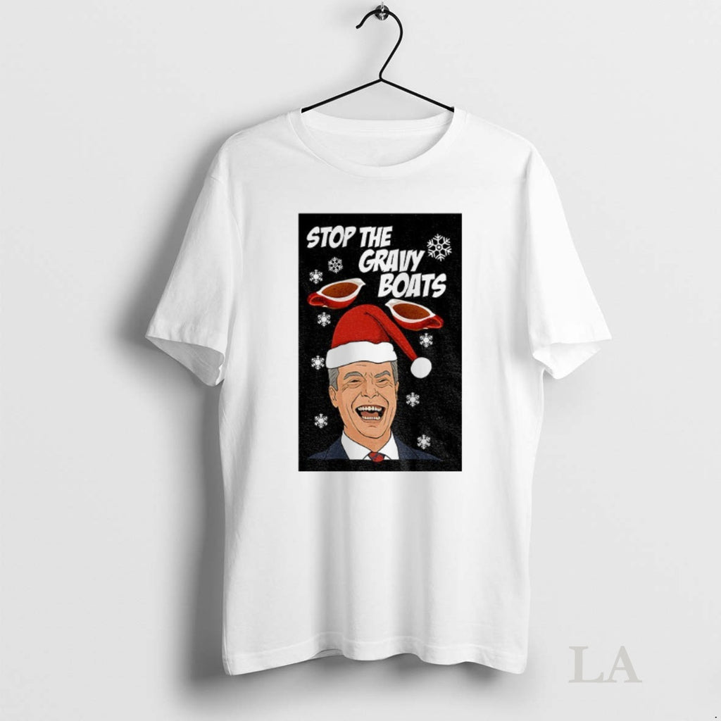 Original Stop The Gravy Boats Nigel Farage Funny Christmas Jumper Shirt Hoodie Sweatshirt | PurePodTees.com