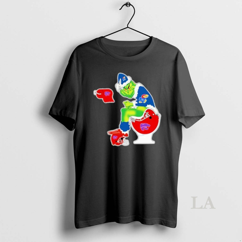 Original The Grinch Kansas Jayhawks Sitting On Toilet Kansas State Wildcats Xmas Holiday Christmas