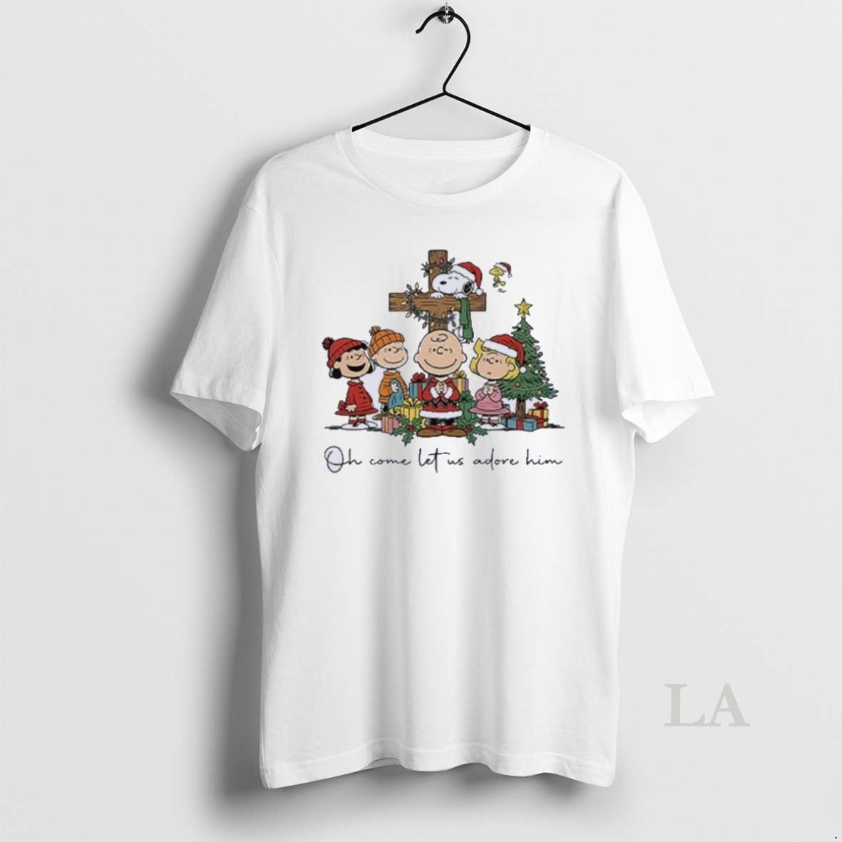 Original The Peanuts Christmas Christian Oh Come Let Us Adore Him Shirt Hoodie Sweatshirt | PurePodTees.com